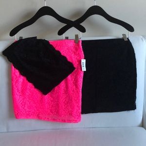 Sexy lace mini skirts with a lace bandeau.